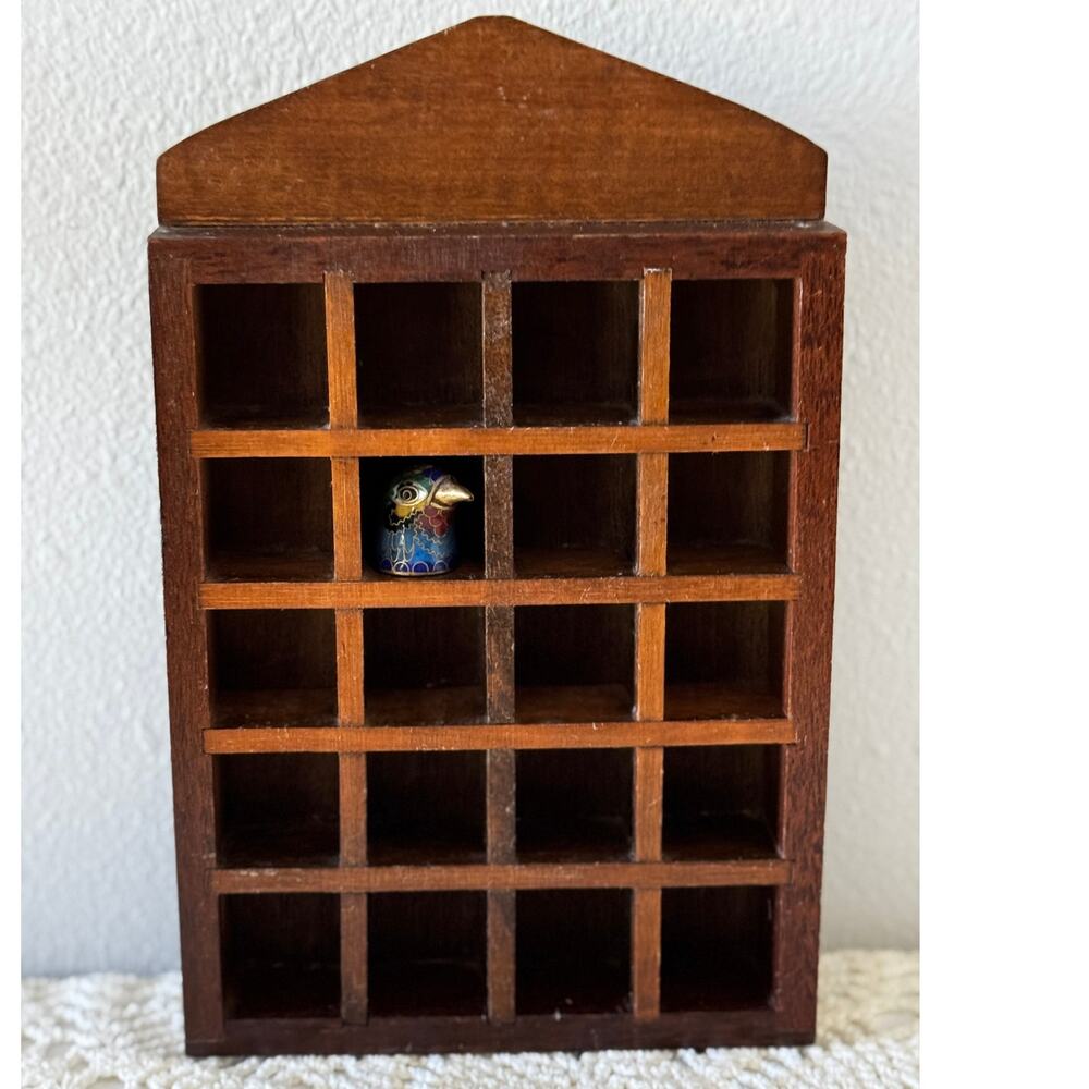 Vintage Wooden House Small Trinket Shelf | Rustic Brown Miniature Curio Shelf